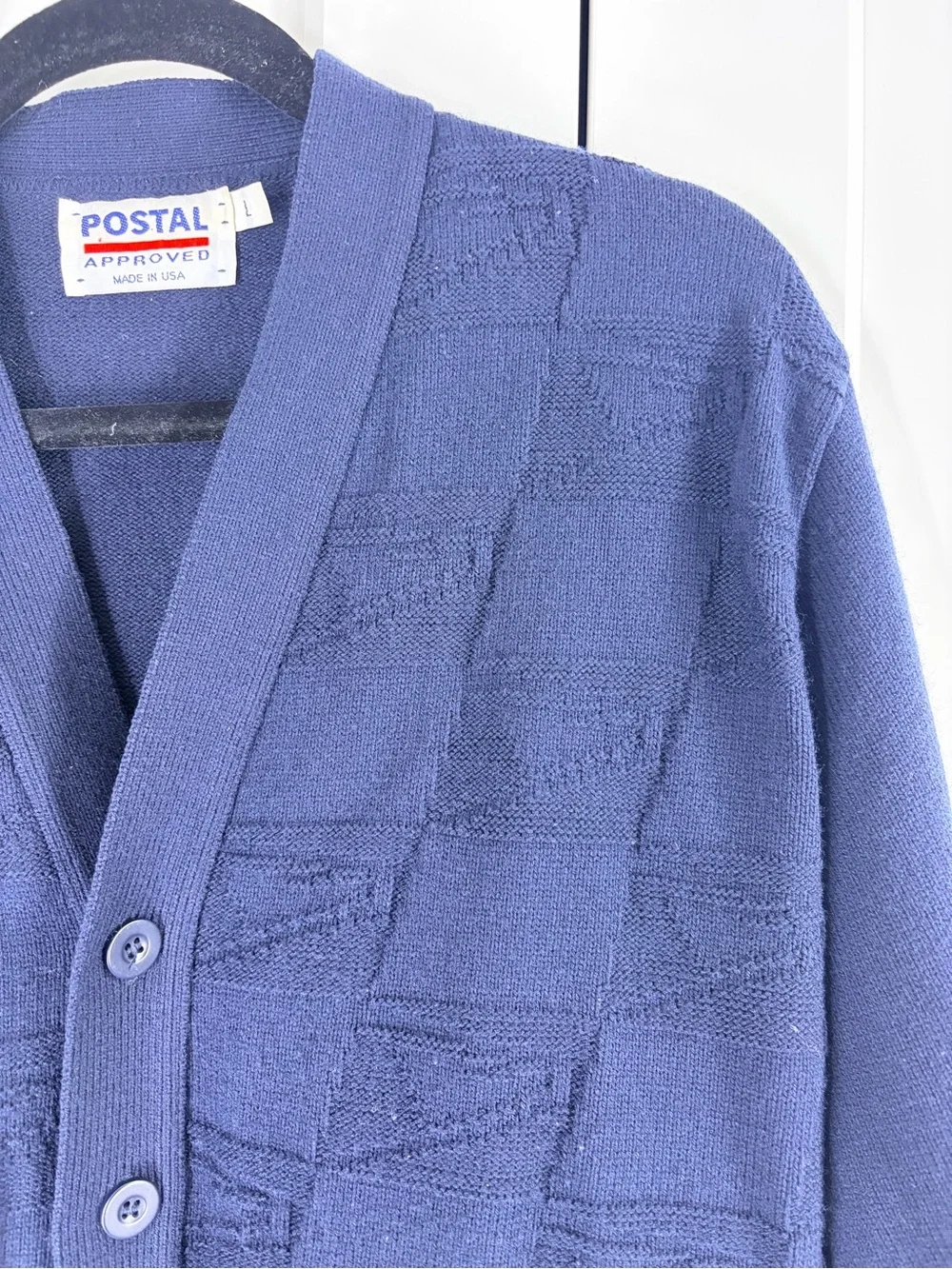 Postal Navy Button-Up Men's Cardigan Sweater | L